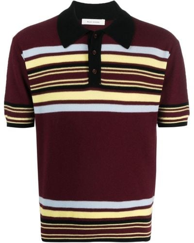 Wales Bonner Wander Striped Wool Polo Shirt - Red