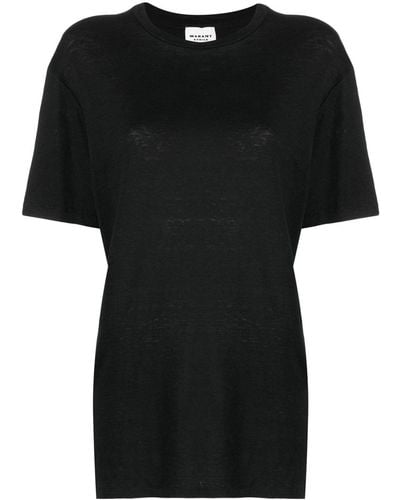 Isabel Marant クルーネック リネンtシャツ - ブラック