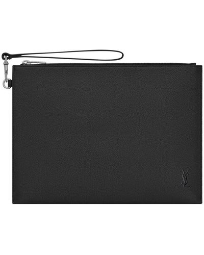 Saint Laurent Étui d'iPad en cuir - Noir