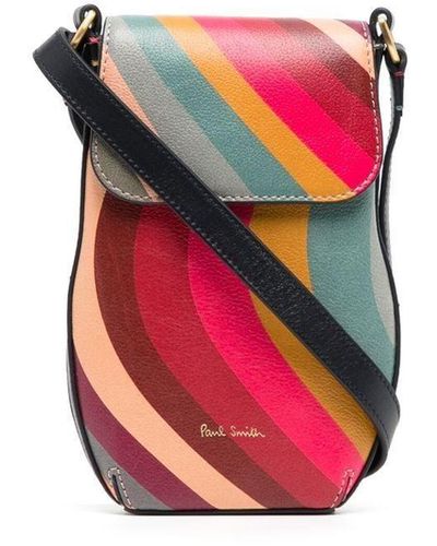 Paul Smith Stripe-print Leather Crossbody Bag - Multicolor