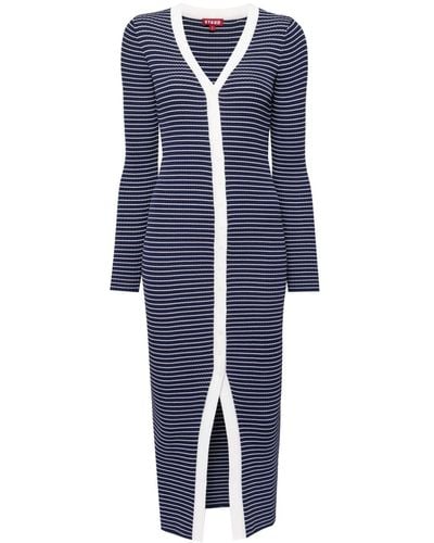 STAUD Shoko Striped Ribbed Dress - Blue