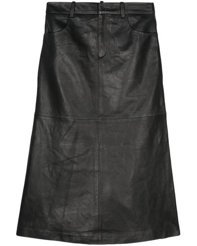 Gestuz Olivigz Leather Midi Skirt - Black