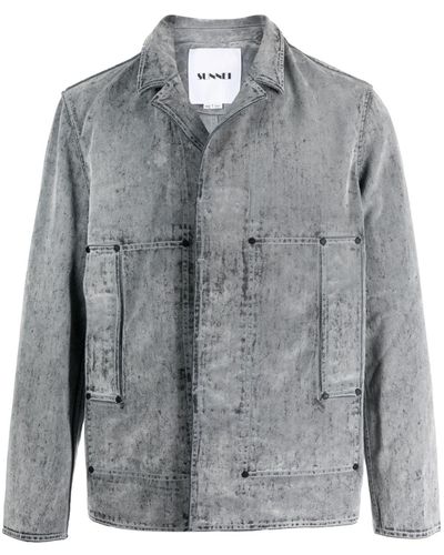 Sunnei Concealed-fastening Denim Cotton Jacket - Grey