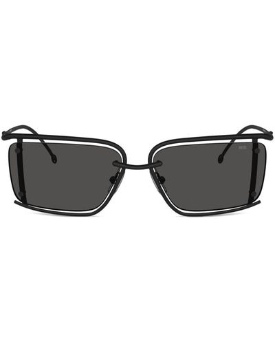 DIESEL 0DL1002 Sonnenbrille mit eckigem Gestell - Schwarz