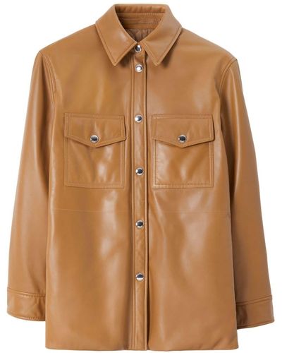 Burberry Plongé-leather Shirt Jacket - Brown