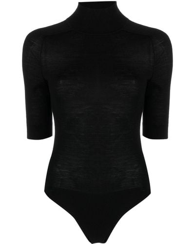 Calvin Klein Mock-neck Wool Bodysuit - Black