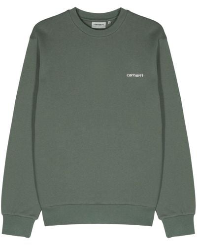 Carhartt Script-embroidered Crew-neck Sweatshirt - Green