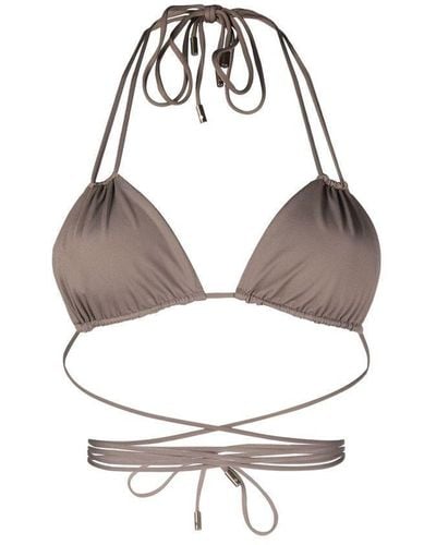 Saint Laurent Haut de bikini à design cache-cœur - Blanc