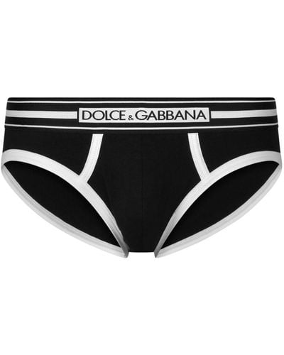 Dolce & Gabbana Logo-waistband Jersey Trunks - Black