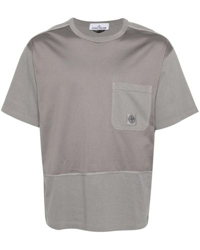 Stone Island T-shirt en coton à motif Compass - Gris