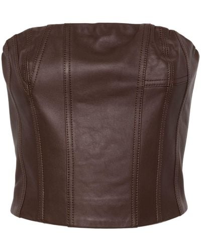 Amiri Bustier-style Leather Top - Brown
