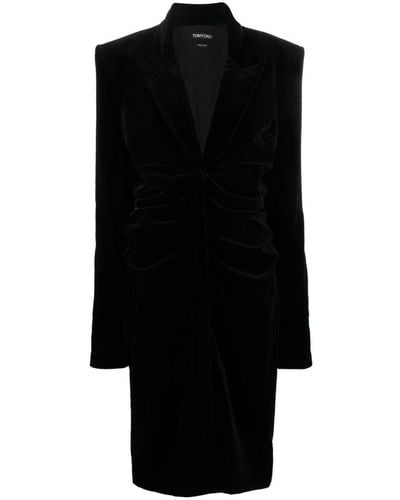 Tom Ford Plunging V-neck Velvet Midi Dress - Black