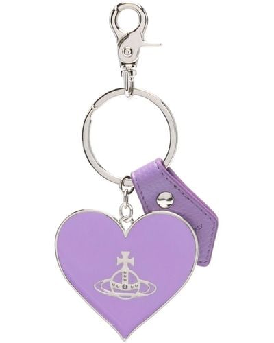 Vivienne Westwood Logo-engraved Heart-shaped Keyring - Purple