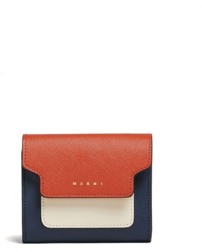 Marni Tri-fold Leather Wallet - Red