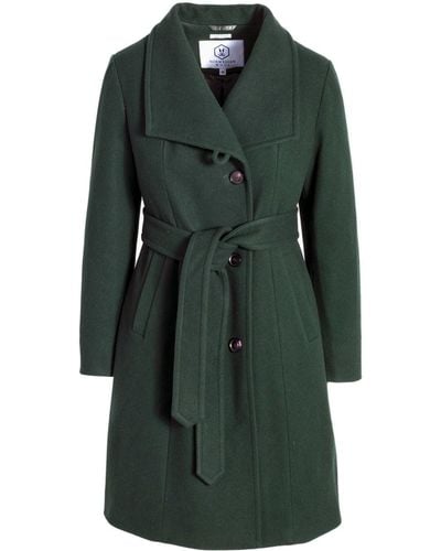 Norwegian Wool Double-breasted Belted Coat - Green