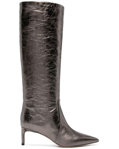 Bettina Vermillon Knee-lenght Calf Leather Boots - Gray