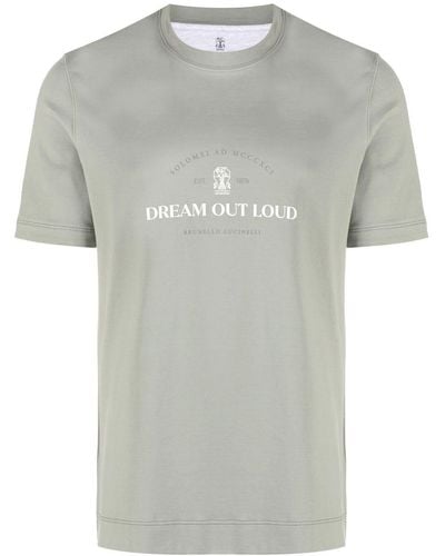 Brunello Cucinelli Slogan-print Cotton T-shirt - Grey