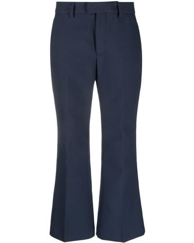 Closed Wide-leg Cropped Pants - Blue
