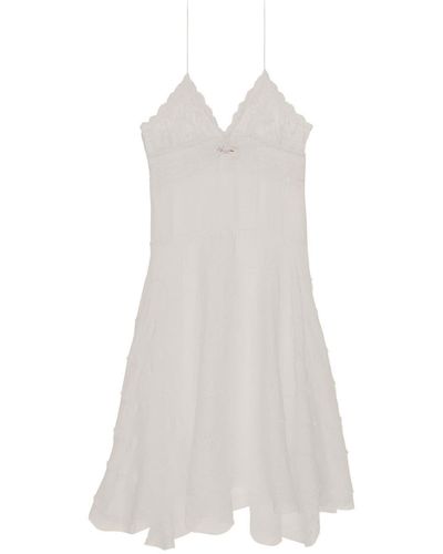 Saint Laurent Lace-trim Silk Slip Mini Dress - White