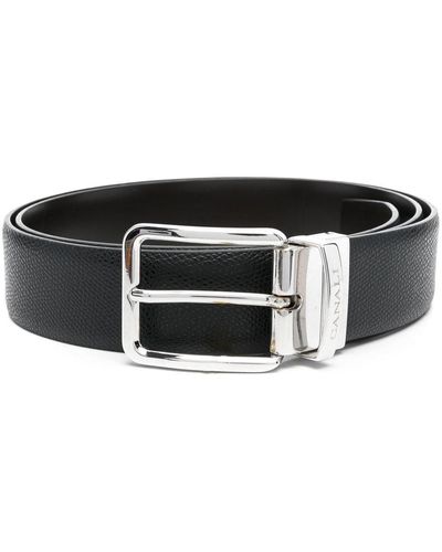 Canali Buckled Leather Belt - Black