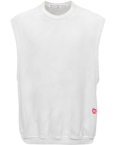 Alexander Wang Pull en coton à logo imprimé - Blanc