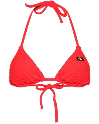 Calvin Klein Ribbed-knit Bikini Top - Red