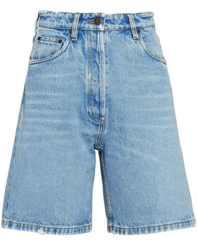 Prada Short en jean à taille haute - Bleu