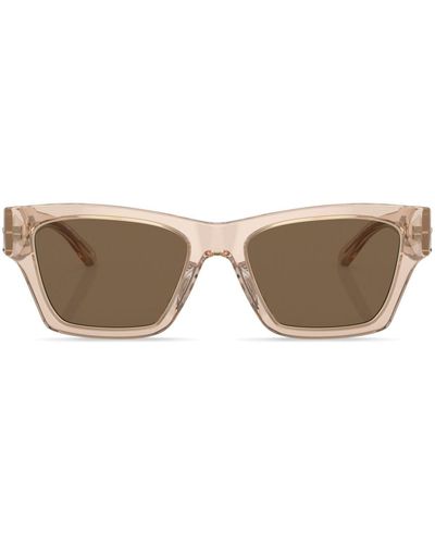 Tory Burch Trace Transparent Rectangle-frame Sunglasses - Brown