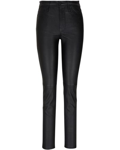 Nili Lotan Midi-rise Skinny Leather Pants - Black
