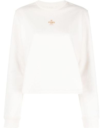 Fendi Langarmshirt mit Logo-Print - Weiß