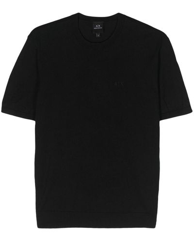 Armani Exchange Fein gestricktes T-Shirt - Schwarz