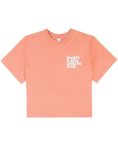 Sporty & Rich T-shirt crop Exercise Often con stampa - Rosa