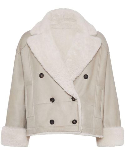 Brunello Cucinelli Reversible Shearling Jacket - Natural