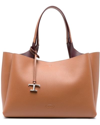 Tod's T Timeless ロゴチャーム ハンドバッグ - ブラウン