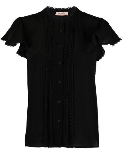 Twin Set Lace-trim Detail Shirt - Black