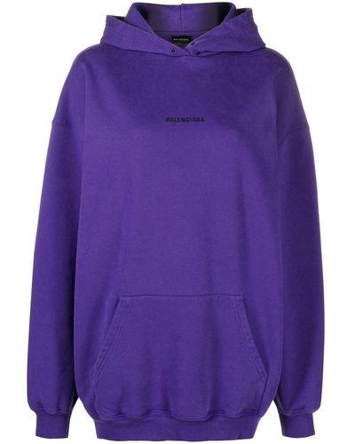 Balenciaga Embroidered-logo Oversized Hoodie - Purple
