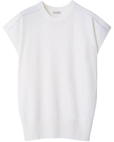 Burberry Fein gestricktes T-Shirt - Weiß