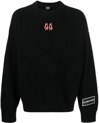 44 Label Group Kelvin Logo-patch Ribbed-knit Sweater - Black