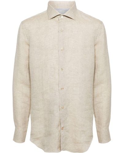 Eleventy Long-sleeve Linen Shirt - White