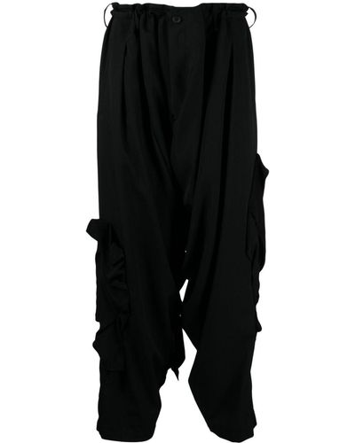 Yohji Yamamoto Pantalon en coton à coupe ample - Noir