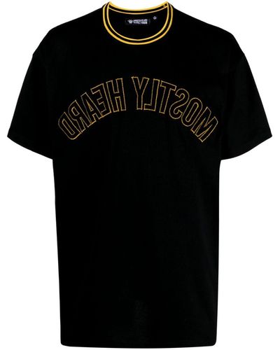 Mostly Heard Rarely Seen Varsity Logo-embroidered Cotton T-shirt - Black