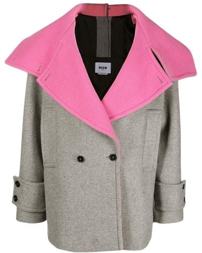 MSGM Double-breasted Short Coat - Pink
