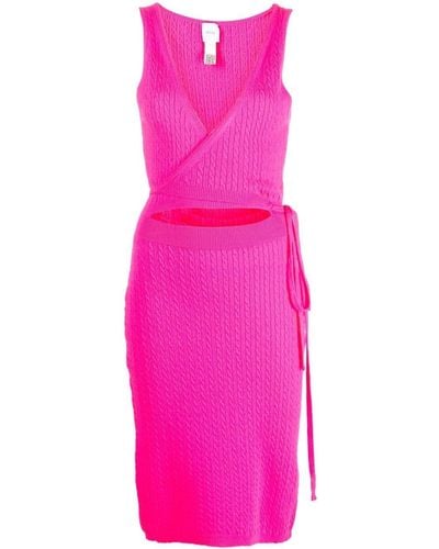 Patou Knitted Wrap Dress - Pink