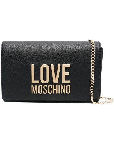 Love Moschino Pochette en cuir artificiel à logo - Noir