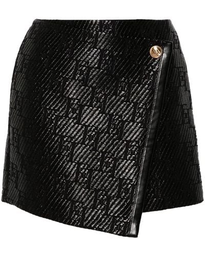 Elisabetta Franchi Wrap-design Jacquard Miniskirt - Black