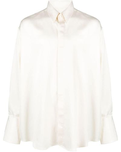 Ami Paris Long-sleeve Silk Blouse - White