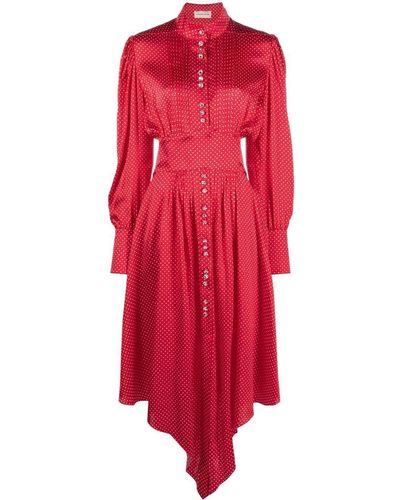 Alexandre Vauthier Asymmetric Polka-dot Silk Dress - Red