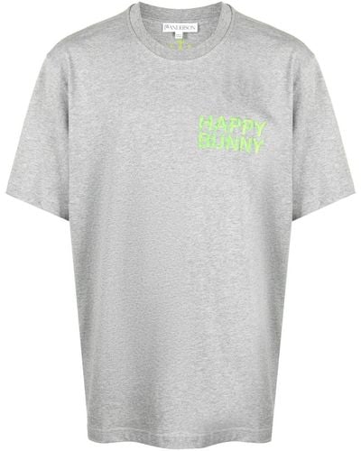 JW Anderson Graphic-print Organic Cotton T-shirt - Gray
