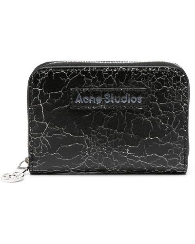 Acne Studios Logo-patch Cracked Leather Wallet - Black