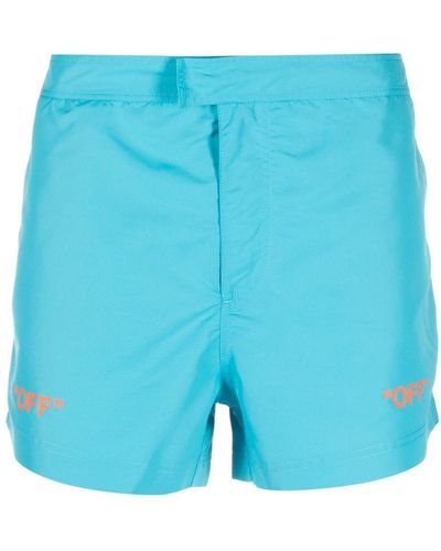 Off-White c/o Virgil Abloh Logo-print Swim Shorts - Blue
